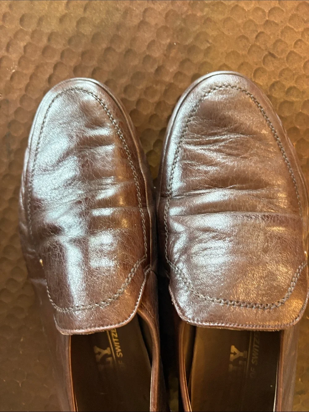 Vintage Bally Switzerland Brown Leather Loafers Men’s Classic Slip-On Size 8W